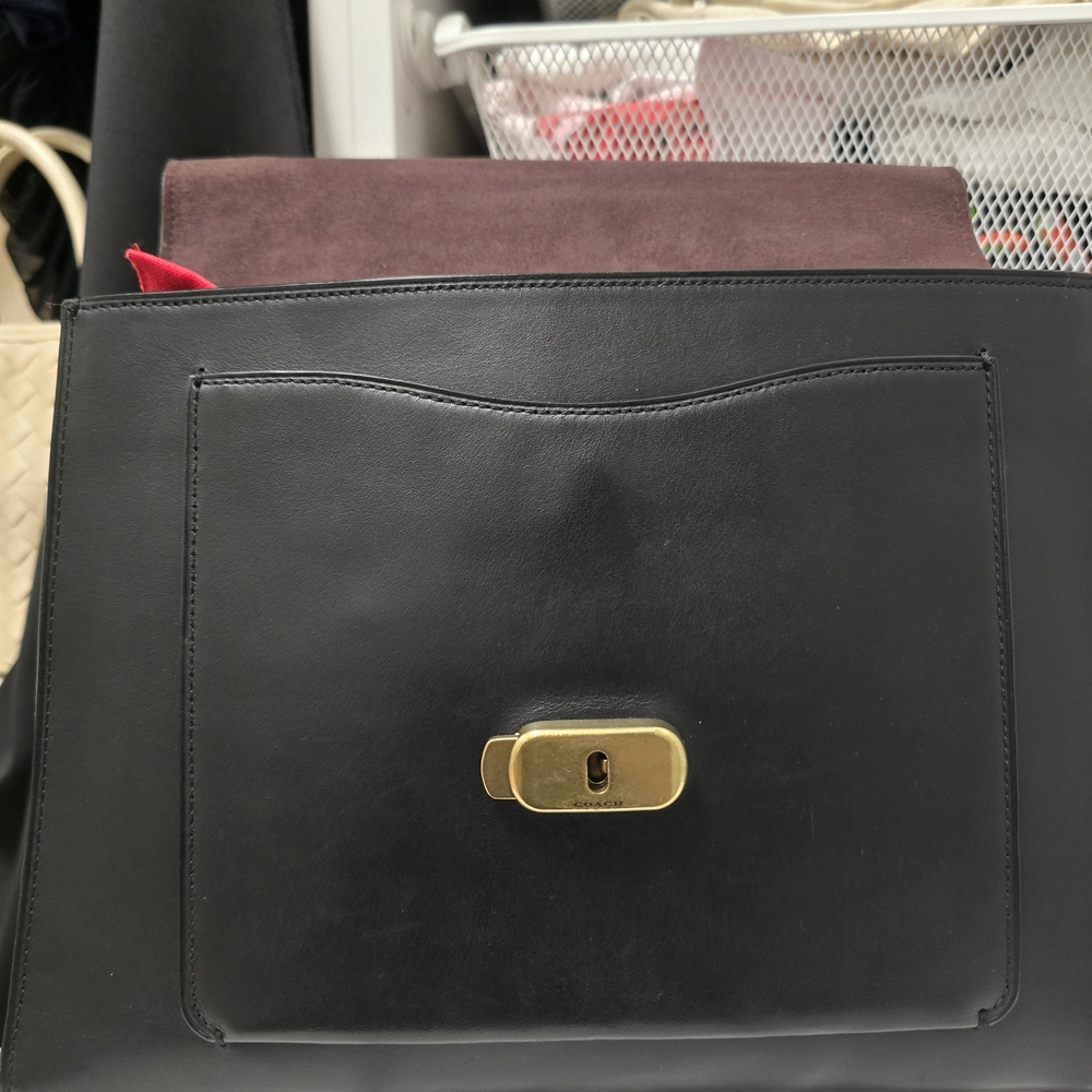 Coach Black Satchel with Gold Accent - Picture 3 of 13